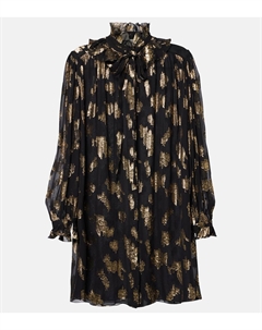 Мини-платье из смесового шелка с оборками, черный Chloe