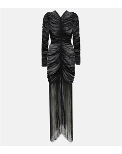 Длинное платье Guisa из смесового шелка с бахромой, черный Khaite