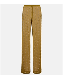 Прямые брюки с декором, оливковый Dries van noten