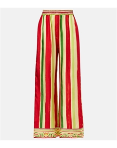 Шелковые брюки-палаццо в полоску с высокой талией, разноцветный Dolce&gabbana