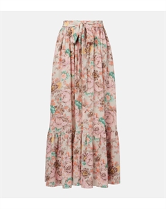 Юбка макси из шелкового крепдешина со сборками, Muddy Grey Chloe