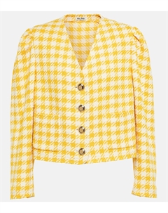Укороченный твидовый жакет в ломаную клетку, Giallo Miu miu
