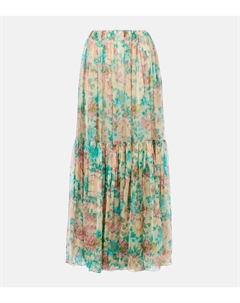 Юбка макси из шелкового муслина с цветочным принтом, Seedpearl Beige Chloe