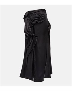 Юбка макси из атласа с бантом, черный Acne studios
