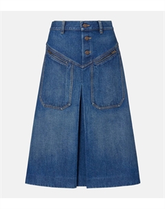 Юбка миди из джинсовой ткани со складками, Hazy Blue Chloe