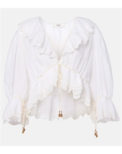 Хлопковая блузка Broderie Anglaise с оборками, Iconic Milk Chloe