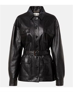 Кожаная куртка Saharienne с поясом, черный Saint laurent