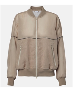 Куртка-бомбер из хлопковой органзы, Coffee Cream Brunello cucinelli
