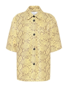 Рубашка из кожи с эффектом змеи, Light Yellow Common leisure