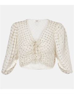 Укороченный топ из жаккардового шелкового муслина, Snow White Chloe