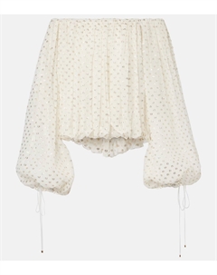 Топ из жаккардового муслина с шелковым миксом в горошек, Coconut Milk Chloe