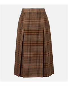 Юбка миди из шерсти Принц Уэльский, Marron Beige Roux Saint laurent