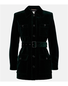 Бархатная куртка Saharienne из хлопка, Emeraude Saint laurent