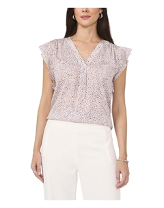 Блуза V Neck Ruffle Sleeve Blouse, New Ivory Vince camuto