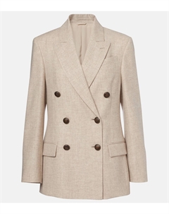 Блейзер из шерсти и кашемира, бежевый Brunello cucinelli