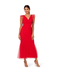 Платье Dot Tulle Ruffle Dress, красный Adrianna papell