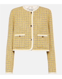 Однобортный пиджак-букле, Bianco+Giallo Miu miu