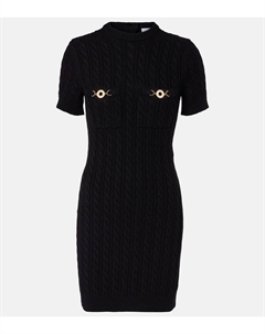 Мини-платье из шерсти и кашемира с косичной вязкой, черный Patou