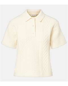 Рубашка-поло из смеси шерсти и хлопка, трикотажная косичка, экрю Jw anderson