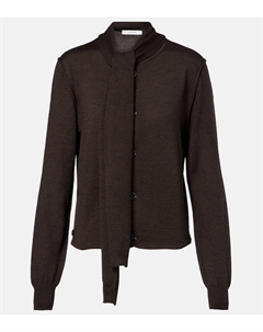 Кардиган из смесовой шерсти с перекрученными завязками, Dark Cacao Lemaire