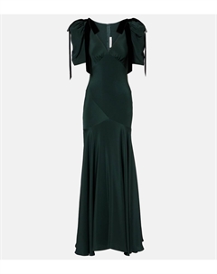 Шелковое коктейльное платье с бантом, зеленый Rodarte