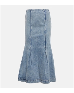 Юбка миди из денима Levine с декоративными швами, Bryce Khaite