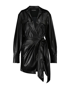 Платье-рубашка из искусственной кожи, черный David koma