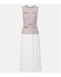 Платье миди из букле и шифона, Pink Boucle Self-portrait