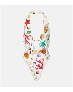 Купальник-капри с принтом и халтернеем, Allover Conchiglie Fondo Dolce&gabbana