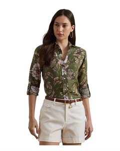 Рубашка Relaxed Fit Floral Linen Shirt, Olive Multi Lauren ralph lauren