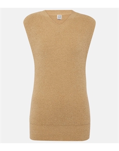 Жилет-свитер из махровой ткани из смесового хлопка Toteme, песочный