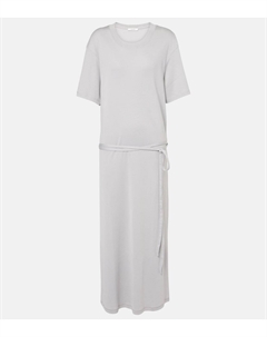 Платье миди из хлопкового джерси с поясом, Blue Grey Lemaire