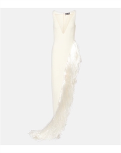 Асимметричное платье из кади с бахромой, кремовый David koma