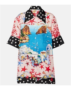 Рубашка из шелкового атласа с принтом Капри, Capri Dolce&gabbana