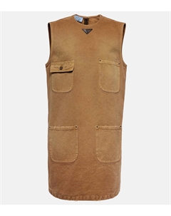 Платье-футляр из хлопкового полотна, бежевый Prada