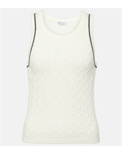 Топ из хлопка с косичной вязкой, Panama+Piombo Brunello cucinelli