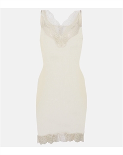 Мини-платье из шелка с кружевной отделкой, Naturel Saint laurent