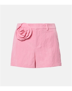 Габардиновые шорты с цветочной аппликацией, Pink Peony Blumarine