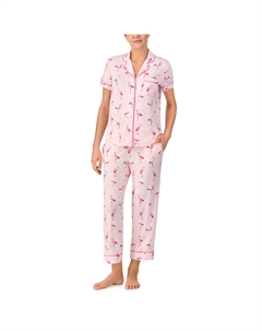 Пижама Short Sleeve Cropped Pant Pj Set, Pink Print Kate spade new york