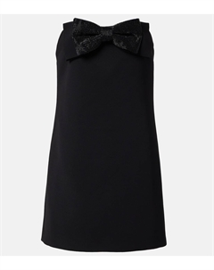 Мини-платье из крепа с бантом, расшитым бисером, черный Self-portrait