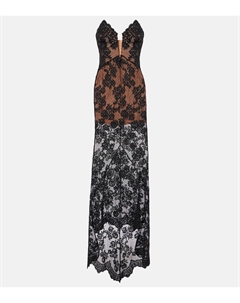 Платье из прозрачного кружева с декоративными элементами, черный Self-portrait