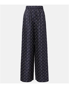 Брюки широкие с жаккардовым узором пейсли, Medium Navy Paisley Tory burch