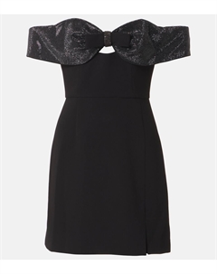 Мини-платье из крепа с открытыми плечами и бантом, черный Self-portrait