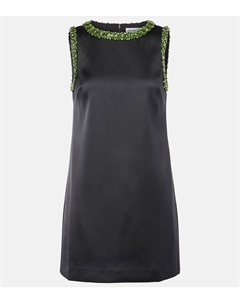 Мини-платье из атласа с декором, черный Self-portrait