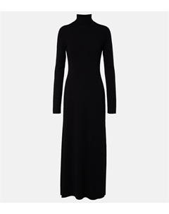 Длинное платье Leoline из натуральной шерсти с высоким воротником, черный The row