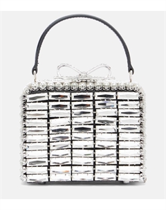 Клатч, украшенный микрокристаллами, серебряный Self-portrait