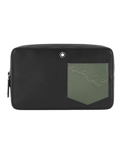 Миниатюрный мужской клатч из зерненой кожи коровы черный и оливково-зеленый Montblanc