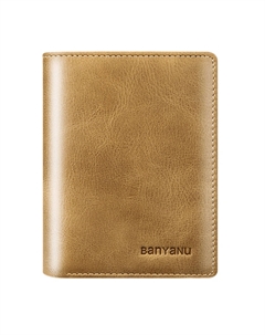 Кожаный картхолдер для мужчин, Khaki-Money Storage Vertical-Anti-Skimming Banyanu