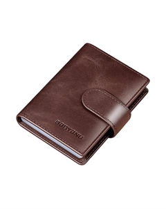 Кошелек для карт из натуральной кожи КРС Унисекс Бордовый, 24 кармана (Натуральная кожа КРС) Защита от скимминга Banyanu