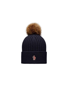 Шапка из кашемира с помпоном и вышитым логотипом Moncler